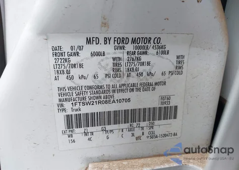 2008 Ford F-250 Fx4/Harley-Davidson/King Ranch/Lariat/Xl/Xlt z USA, uszkodzony, nr VIN 1FTSW21R08EA10705